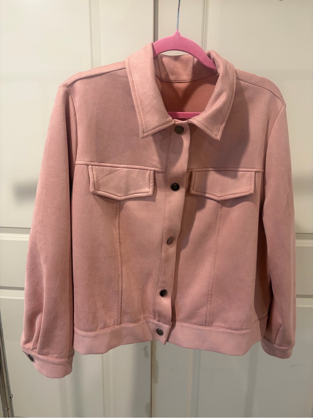 SHEIN Blush Pink Button-Front Jean Jacket